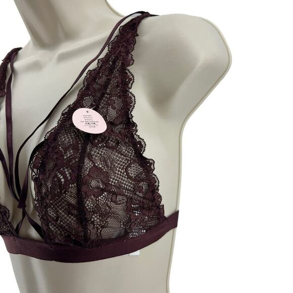 Forever 21 Deep Chocolate Lace Bralette Strappy Small - Picture 2 of 6